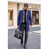 imageCOOFANDY Mens Wool Blend Coat with Detachable Plaid Scarfs Notched Collar Single Breasted Pea Coat Trench OvercoatNavy