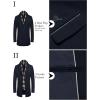 imageCOOFANDY Mens Wool Blend Coat with Detachable Plaid Scarfs Notched Collar Single Breasted Pea Coat Trench OvercoatNavy Blue