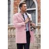 imageCOOFANDY Mens Wool Blend Coat with Detachable Plaid Scarfs Notched Collar Single Breasted Pea Coat Trench OvercoatPink