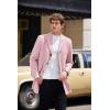 imageCOOFANDY Mens Wool Blend Coat with Detachable Plaid Scarfs Notched Collar Single Breasted Pea Coat Trench OvercoatPink