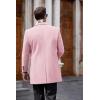 imageCOOFANDY Mens Wool Blend Coat with Detachable Plaid Scarfs Notched Collar Single Breasted Pea Coat Trench OvercoatPink