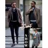 imageCOOFANDY Mens Wool Blend Coat with Detachable Plaid Scarfs Notched Collar Single Breasted Pea Coat Trench OvercoatRed Plaid