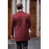 imageCOOFANDY Mens Wool Blend Coat with Detachable Plaid Scarfs Notched Collar Single Breasted Pea Coat Trench OvercoatRed Plaid