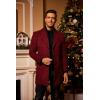 imageCOOFANDY Mens Wool Blend Coat with Detachable Plaid Scarfs Notched Collar Single Breasted Pea Coat Trench OvercoatRed Plaid
