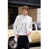 imageCOOFANDY Mens Wool Blend Coat with Detachable Plaid Scarfs Notched Collar Single Breasted Pea Coat Trench OvercoatWhite