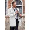 imageCOOFANDY Mens Wool Blend Coat with Detachable Plaid Scarfs Notched Collar Single Breasted Pea Coat Trench OvercoatWhite