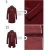 imageCOOFANDY Mens Wool Blend Coat with Detachable Plaid Scarfs Notched Collar Single Breasted Pea Coat Trench OvercoatWine Red