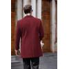 imageCOOFANDY Mens Wool Blend Coat with Detachable Plaid Scarfs Notched Collar Single Breasted Pea Coat Trench OvercoatWine Red