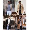 imageCOOFANDY Mens Wool Blend Coat with Detachable Plaid Scarfs Notched Collar Single Breasted Pea Coat Trench OvercoatWine Red