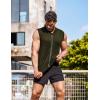 imageCOOFANDY Mens Workout Hooded Tank Tops Zip Up Sleeveless Hoodie Bodybuilding Fitness Gym Muscle Cut Off T ShirtArmy Green