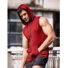 imageCOOFANDY Mens Workout Hooded Tank Tops Zip Up Sleeveless Hoodie Bodybuilding Fitness Gym Muscle Cut Off T ShirtRed