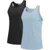 imageCOOFANDY Mens Workout Tank Tops 2 Pack Y Back Sleeveless Shirts Gym Muscle T Shirt Bodybuidling Athletic Stringer TeeBlackLight Blue