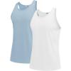 imageCOOFANDY Mens Workout Tank Tops 2 Pack Y Back Sleeveless Shirts Gym Muscle T Shirt Bodybuidling Athletic Stringer TeeWhiteLight Blue