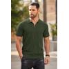 imageCOOFANDY Mens Zipper Polo Shirts Short Sleeve Ribbed Knit Polo T Shirts Fashion Casual Golf ShirtsArmy Green