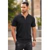 imageCOOFANDY Mens Zipper Polo Shirts Short Sleeve Ribbed Knit Polo T Shirts Fashion Casual Golf ShirtsBlack