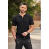 imageCOOFANDY Mens Zipper Polo Shirts Short Sleeve Ribbed Knit Polo T Shirts Fashion Casual Golf ShirtsBlack