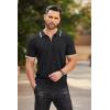 imageCOOFANDY Mens Zipper Polo Shirts Short Sleeve Ribbed Knit Polo T Shirts Fashion Casual Golf ShirtsBlack Striped