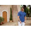 imageCOOFANDY Mens Zipper Polo Shirts Short Sleeve Ribbed Knit Polo T Shirts Fashion Casual Golf ShirtsBlue
