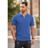 imageCOOFANDY Mens Zipper Polo Shirts Short Sleeve Ribbed Knit Polo T Shirts Fashion Casual Golf ShirtsBlue