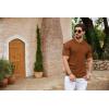 imageCOOFANDY Mens Zipper Polo Shirts Short Sleeve Ribbed Knit Polo T Shirts Fashion Casual Golf ShirtsBrown