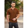 imageCOOFANDY Mens Zipper Polo Shirts Short Sleeve Ribbed Knit Polo T Shirts Fashion Casual Golf ShirtsBrown