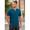 imageCOOFANDY Mens Zipper Polo Shirts Short Sleeve Ribbed Knit Polo T Shirts Fashion Casual Golf ShirtsDenim Blue