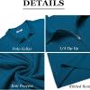imageCOOFANDY Mens Zipper Polo Shirts Short Sleeve Ribbed Knit Polo T Shirts Fashion Casual Golf ShirtsDenim Blue