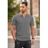 imageCOOFANDY Mens Zipper Polo Shirts Short Sleeve Ribbed Knit Polo T Shirts Fashion Casual Golf ShirtsGrey