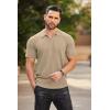 imageCOOFANDY Mens Zipper Polo Shirts Short Sleeve Ribbed Knit Polo T Shirts Fashion Casual Golf ShirtsKhaki