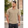 imageCOOFANDY Mens Zipper Polo Shirts Short Sleeve Ribbed Knit Polo T Shirts Fashion Casual Golf ShirtsKhaki