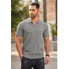 imageCOOFANDY Mens Zipper Polo Shirts Short Sleeve Ribbed Knit Polo T Shirts Fashion Casual Golf ShirtsLight Grey