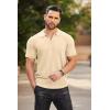 imageCOOFANDY Mens Zipper Polo Shirts Short Sleeve Ribbed Knit Polo T Shirts Fashion Casual Golf ShirtsLight Khaki