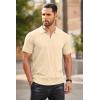 imageCOOFANDY Mens Zipper Polo Shirts Short Sleeve Ribbed Knit Polo T Shirts Fashion Casual Golf ShirtsLight Khaki