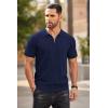 imageCOOFANDY Mens Zipper Polo Shirts Short Sleeve Ribbed Knit Polo T Shirts Fashion Casual Golf ShirtsNavy Blue