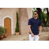 imageCOOFANDY Mens Zipper Polo Shirts Short Sleeve Ribbed Knit Polo T Shirts Fashion Casual Golf ShirtsNavy Blue