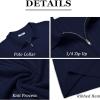 imageCOOFANDY Mens Zipper Polo Shirts Short Sleeve Ribbed Knit Polo T Shirts Fashion Casual Golf ShirtsNavy Blue