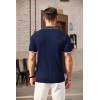 imageCOOFANDY Mens Zipper Polo Shirts Short Sleeve Ribbed Knit Polo T Shirts Fashion Casual Golf ShirtsNavy Blue Stripes