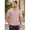 imageCOOFANDY Mens Zipper Polo Shirts Short Sleeve Ribbed Knit Polo T Shirts Fashion Casual Golf ShirtsPink