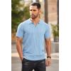 imageCOOFANDY Mens Zipper Polo Shirts Short Sleeve Ribbed Knit Polo T Shirts Fashion Casual Golf ShirtsSky Blue