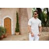imageCOOFANDY Mens Zipper Polo Shirts Short Sleeve Ribbed Knit Polo T Shirts Fashion Casual Golf ShirtsWhite