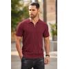 imageCOOFANDY Mens Zipper Polo Shirts Short Sleeve Ribbed Knit Polo T Shirts Fashion Casual Golf ShirtsWine Red