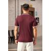 imageCOOFANDY Mens Zipper Polo Shirts Short Sleeve Ribbed Knit Polo T Shirts Fashion Casual Golf ShirtsWine Red Striped