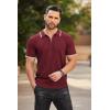 imageCOOFANDY Mens Zipper Polo Shirts Short Sleeve Ribbed Knit Polo T Shirts Fashion Casual Golf ShirtsWine Red Striped