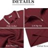imageCOOFANDY Mens Zipper Polo Shirts Short Sleeve Ribbed Knit Polo T Shirts Fashion Casual Golf ShirtsWine Red Striped