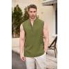 imageCOOFANDY Sleeveless Beach Shirts for Men Summer Tank Shirts Casual Henley Tank TopArmy Green