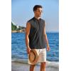 imageCOOFANDY Sleeveless Beach Shirts for Men Summer Tank Shirts Casual Henley Tank TopBlack