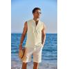 imageCOOFANDY Sleeveless Beach Shirts for Men Summer Tank Shirts Casual Henley Tank TopCream