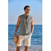 imageCOOFANDY Sleeveless Beach Shirts for Men Summer Tank Shirts Casual Henley Tank TopDark Grey
