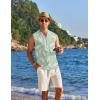 imageCOOFANDY Sleeveless Beach Shirts for Men Summer Tank Shirts Casual Henley Tank TopGreen Leaves