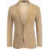 imageCOOFADNY Mens Casual Corduroy Blazer Classic Fit Two Button Sport Coat Fashion Notch Lapel Blazer JacketKhaki